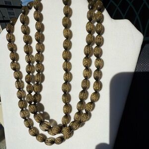 Triple Strand Of Golden Beads With Subtle Sparkle,Acrylic/ Plastic,Dressy Look!